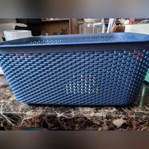 Navy Blue Woven Storage Basket